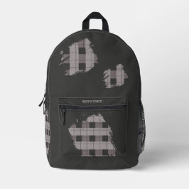 Grau und grau karierte Patches, Name Bedruckter Rucksack