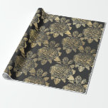 Grau und Imitate Gold Vintage Rose Geschenkpapier<br><div class="desc">Graues und goldenes Paris mit Vintager Rose,  thematisches Packpapier.</div>