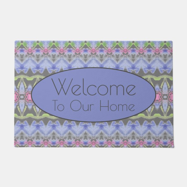 grau und Lila Gemustert Fußmatte (Vorderseite)