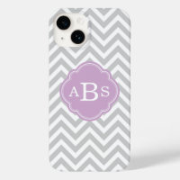 Grau und Lilac Lila Modernes Zickzack Monogramm