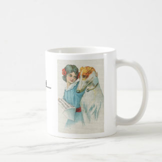 Grau und Mädchen mit Musik, adoptierte ich einen Tasse