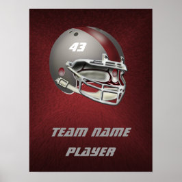Grau und Maroon Football Helmet Poster