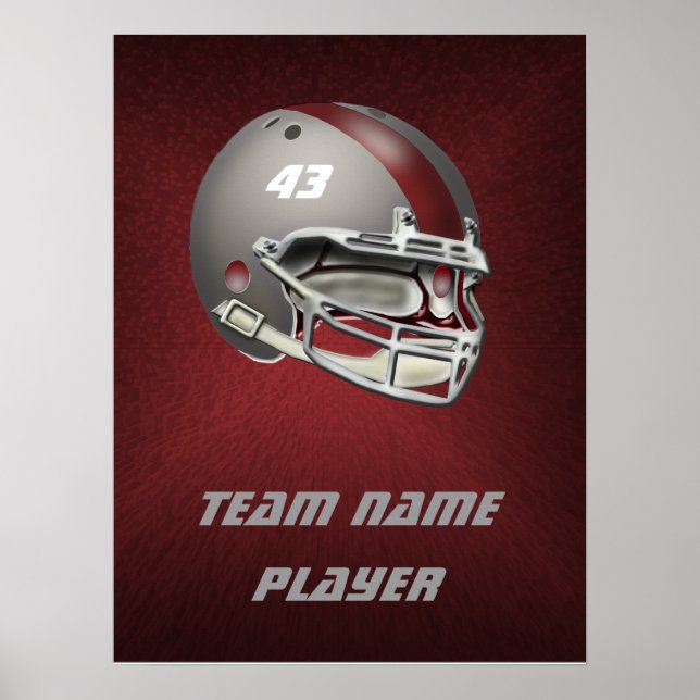 Grau und Maroon Football Helmet Poster (Vorne)
