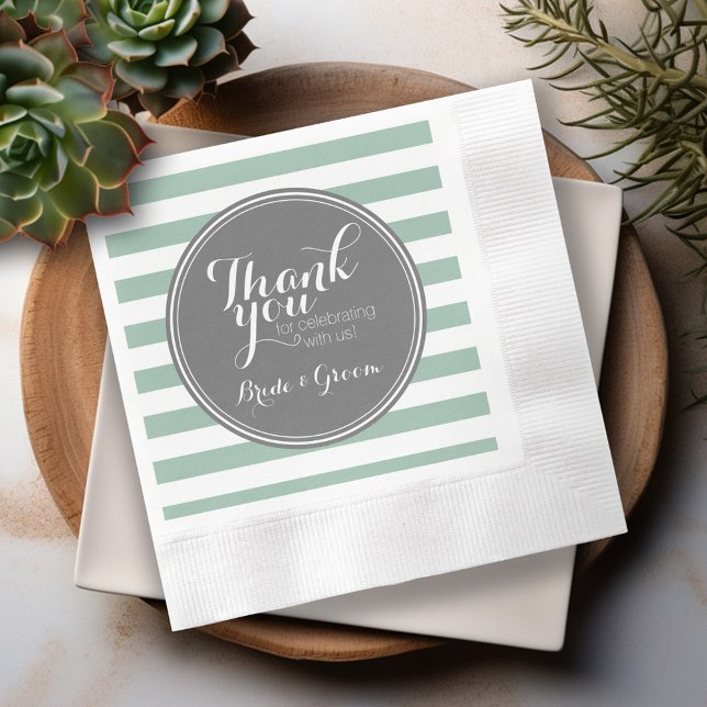 Grau und Minze - Danke, Hochzeitbride Serviette (Personalized Wedding Thank You Napkins)