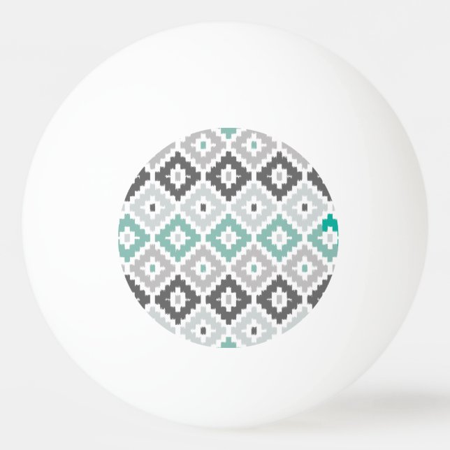 Grau und Minze Tribal Print Ikat Diamond Muster Tischtennisball (Vorderseite)