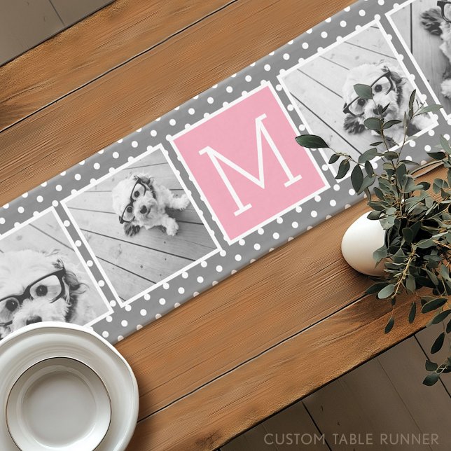 Grau und rosa Instagramm 5 Kurzer Tischläufer (Custom Table Runner)