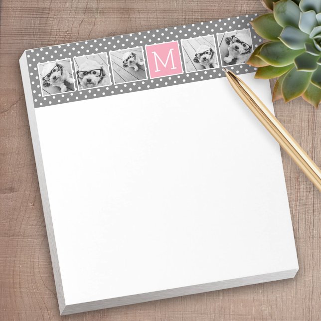 Grau und rosa Instagramm 5 Notizblock (Personalized notepad - great for a gift or your home office)