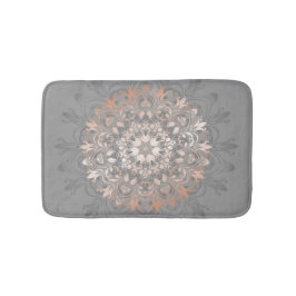 Grau und Rose Gold | Floral Mandala Badematte