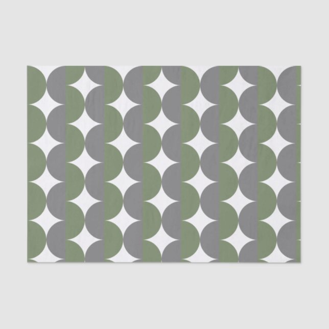Grau und Sage Green Mitte Jahrhundert Moderne Wavy Seidenpapier (Vorderseite)
