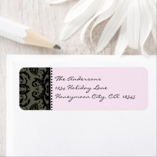 Grau und schwarz Damask Swirl Pellrosa Adressenmar