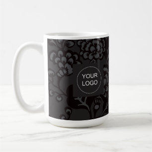 Grau und Schwarz Vibranu und feines Blumenmuster Kaffeetasse