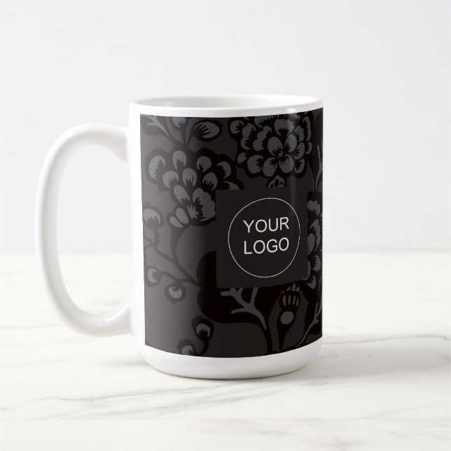 Grau und Schwarz Vibranu und feines Blumenmuster Kaffeetasse (Links)