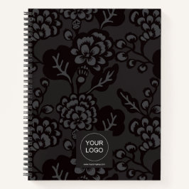 Grau und Schwarz Vibranu und feines Blumenmuster Notizbuch