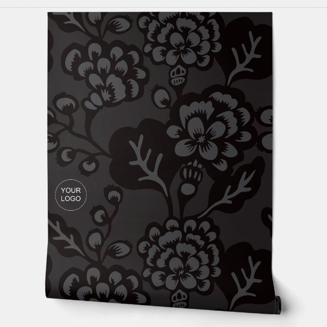 Grau und Schwarz Vibranu und feines Blumenmuster Tapete (Abrollen)