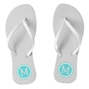 Grau und Türkis: Tiny Dots Monogram Flip Flops