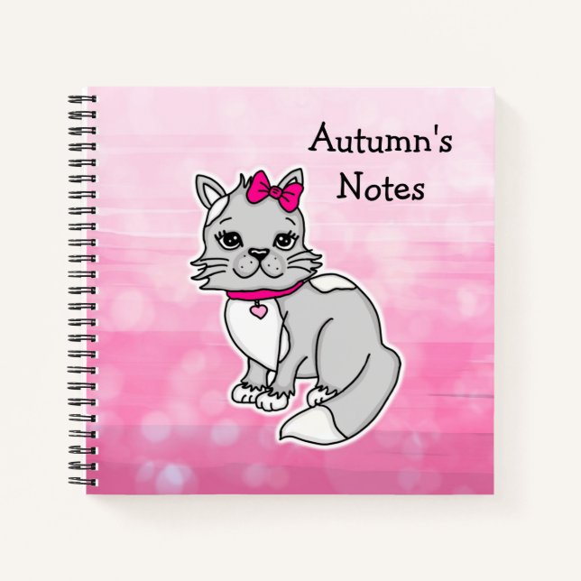 Grau und Weiß Gepunktet Personalisiert Notizbuch (Vorderseite)