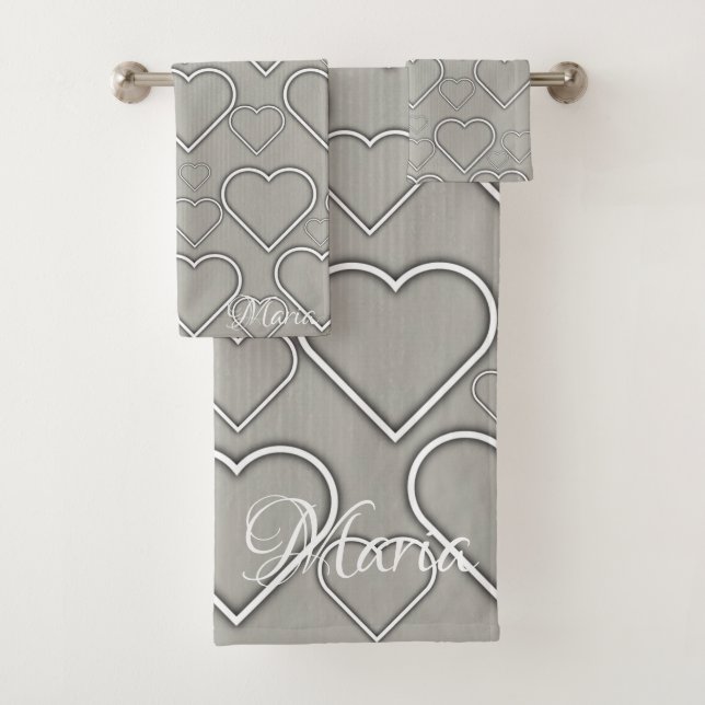 Grau und Weiß Herz Badezimmer Handtuchhalter Sets (Insitu)