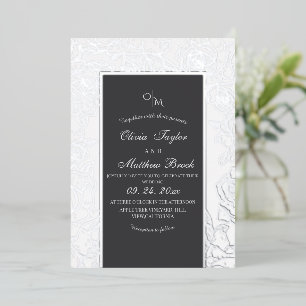 Grau und Weiß Moderne Blume Hochzeit Folieneinladung