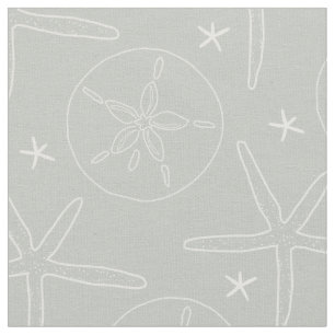 Grau und White Beach Muscheln Starfish, Sand Dolla Stoff