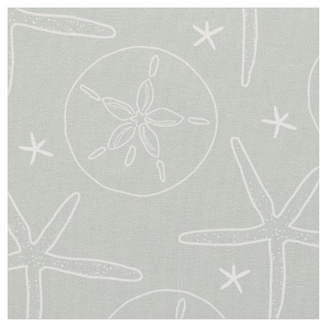 Grau und White Beach Muscheln Starfish, Sand Dolla Stoff (Nahaufnahme)