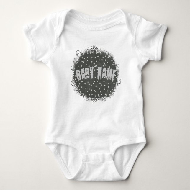 Grau Urban Trend Grunge Dreiecke | Individuelle Na Baby Strampler (Vorderseite)