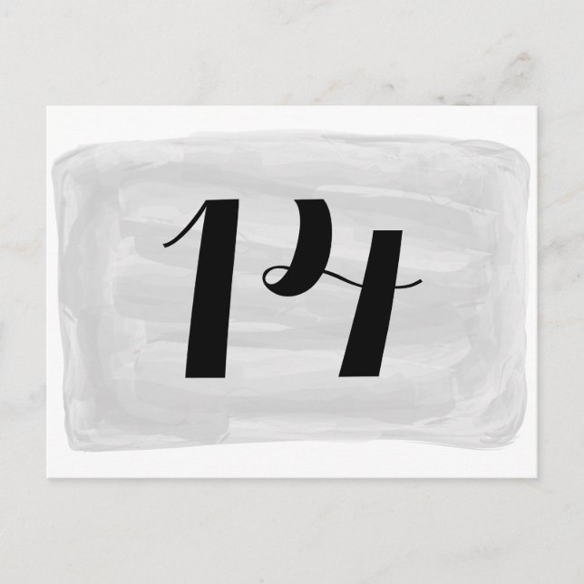 Grau Watercolor Tischnummer Postkarte (Vorderseite)