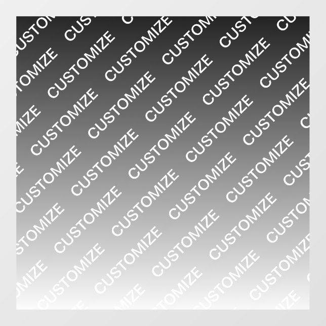 Grau (wechselbare Farbe) Ombre & Textmuster Fensteraufkleber (Blatt)
