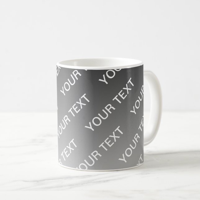 Grau (wechselbare Farbe) Ombre & Textmuster Kaffeetasse (VorderseiteRechts)