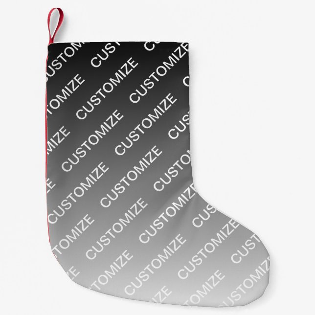 Grau (wechselbare Farbe) Ombre & Textmuster Kleiner Weihnachtsstrumpf (Vorderseite)