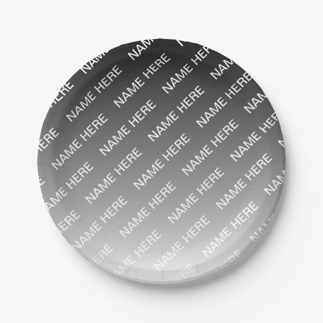 Grau (wechselbare Farbe) Ombre & Textmuster Pappteller (Vorderseite)
