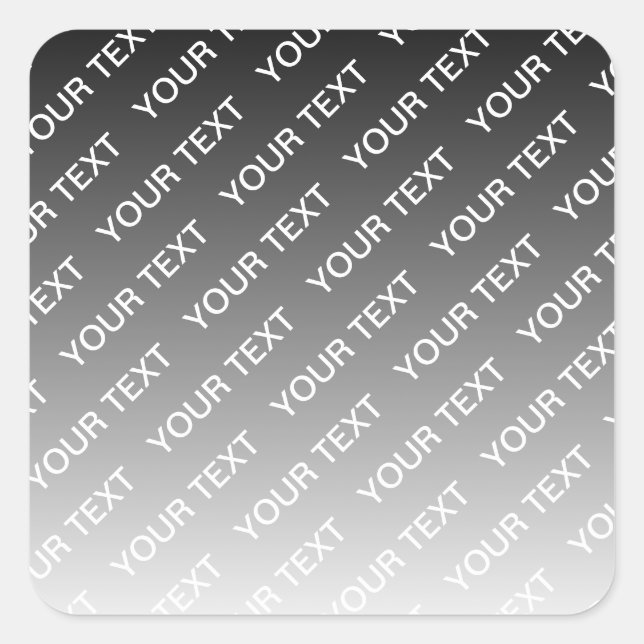 Grau (wechselbare Farbe) Ombre & Textmuster Quadratischer Aufkleber (Vorderseite)