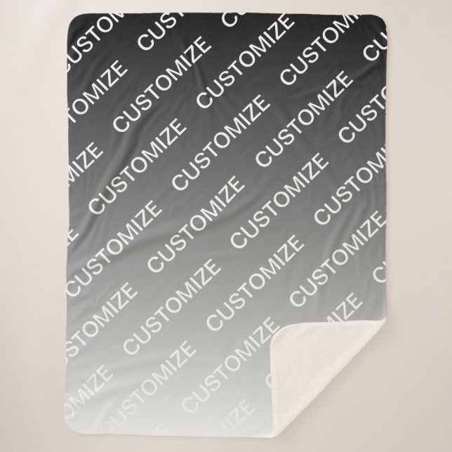 Grau (wechselbare Farbe) Ombre & Textmuster Sherpadecke (Vorderseite)