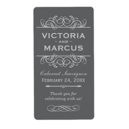 Grau Wedding Wine Bottle Monogram Fevor Labels