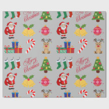 Grau Weihnachts Icons Wrapping Paper