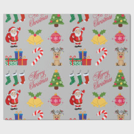 Grau Weihnachts Icons Wrapping Paper Geschenkpapier