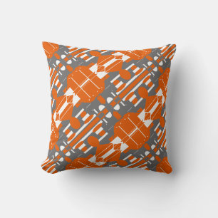 Grau Weiß auf Orange Diagonales abstraktes Design Kissen