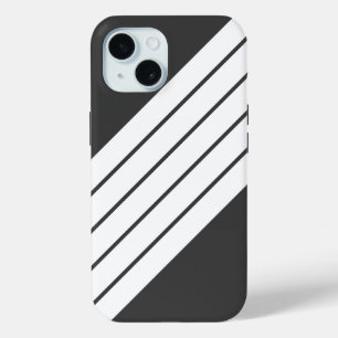 Grau-weiß gestreifter 70er 80er Classic Retro Stre Case-Mate iPhone Hülle