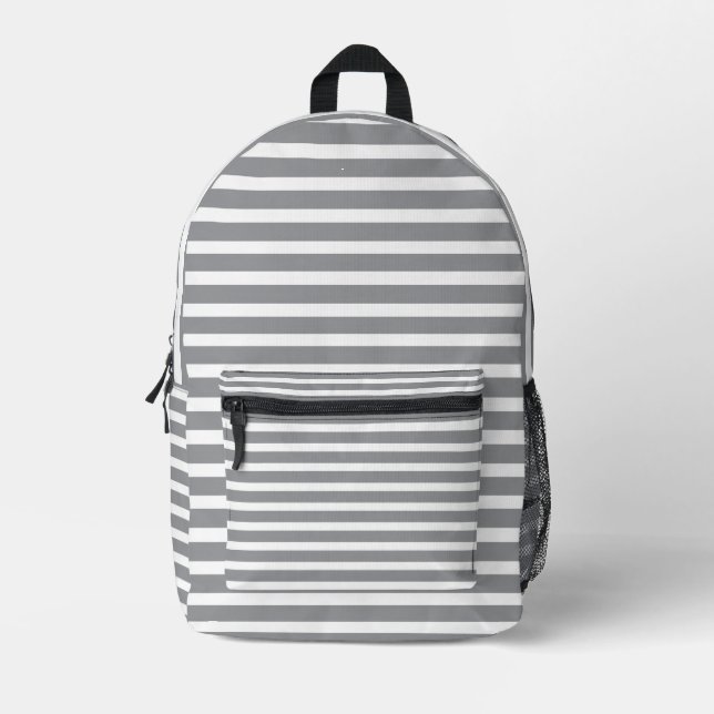 Grau & Weiß gestreifter Rucksack 💥 Cool & Modern  (Vorderseite)