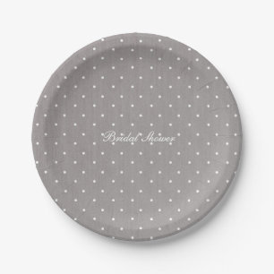 Grau & Weiß Kleine Polka-Punkte Modern Chic Pappteller