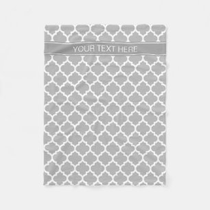 Grau-weiß marokkanisch #5 Dark Gray Name Monogram Fleecedecke