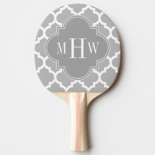Grau-Weiß-Marokkanisch #5 Grau 3 Initial Monogram Tischtennis Schläger