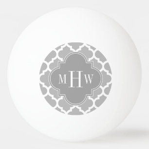 Grau-Weiß-Marokkanisch #5 Grau 3 Initial Monogram Tischtennisball