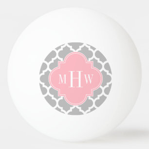 Grau weiß marokkanisch #5 Pink 3 Initial Monogram Tischtennisball