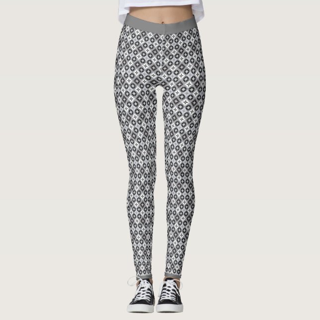 Grau-Weiß-Muster Leggings (Vorderseite)