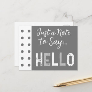 Grau weiß nur ein Hinweis zu sagen Hallo Postkarte