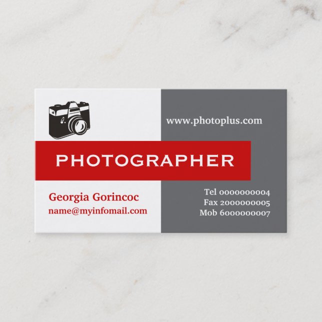 Grau, weiß, rot, auffallend visitenkarte (Vorderseite)