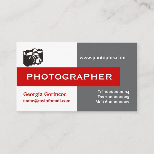 Grau, weiß, rot, auffallend visitenkarte (Vorderseite)