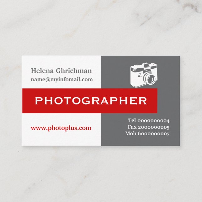 Grau, weiß, rot, auffallend visitenkarte (Vorderseite)