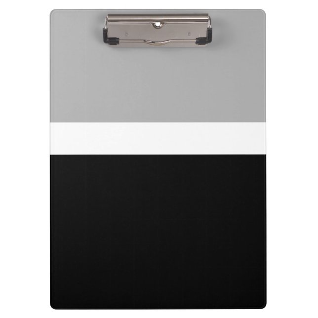 Grau-Weiß-Schwarz-Farben-Design Klemmbrett (Vorderseite)