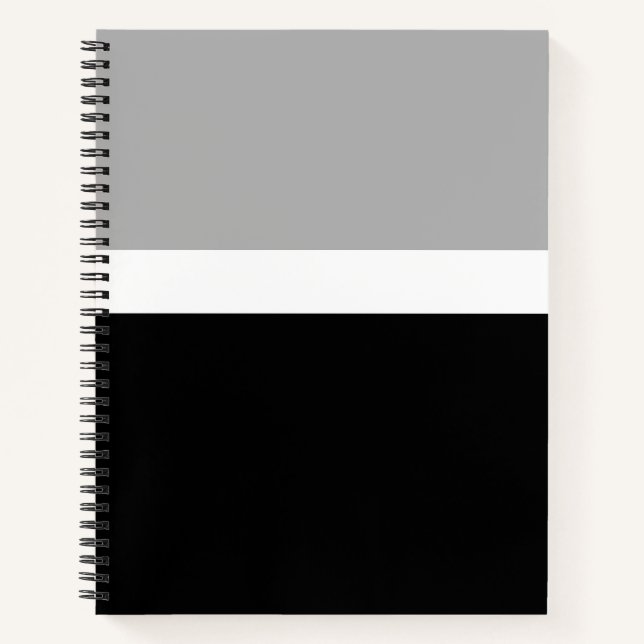 Grau-Weiß-Schwarz-Farben-Design Notizbuch (Vorderseite)